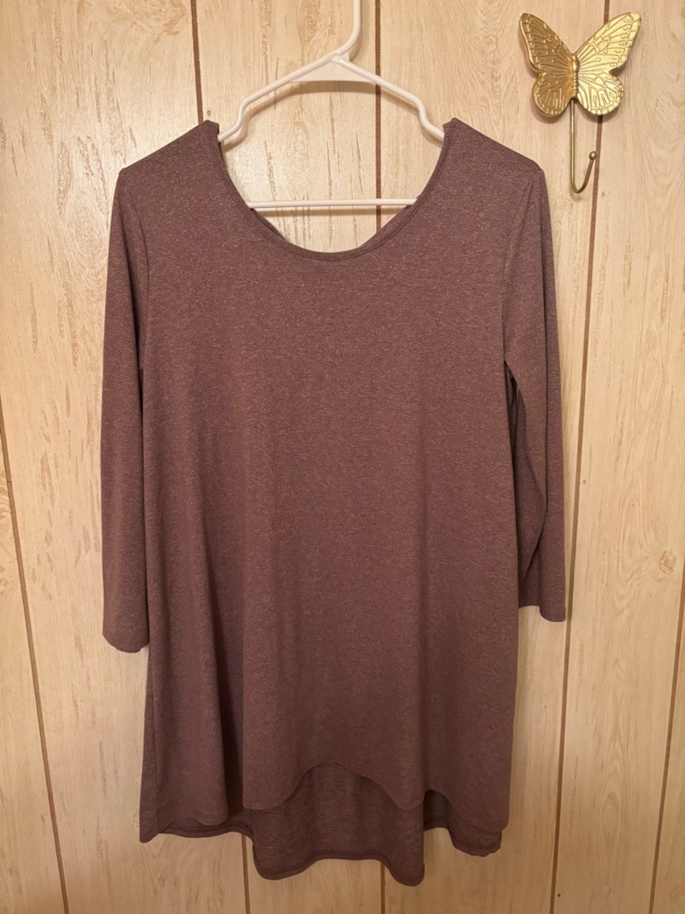 First Love Mauve Scoop Neck 3/4 Sleeve Tunic